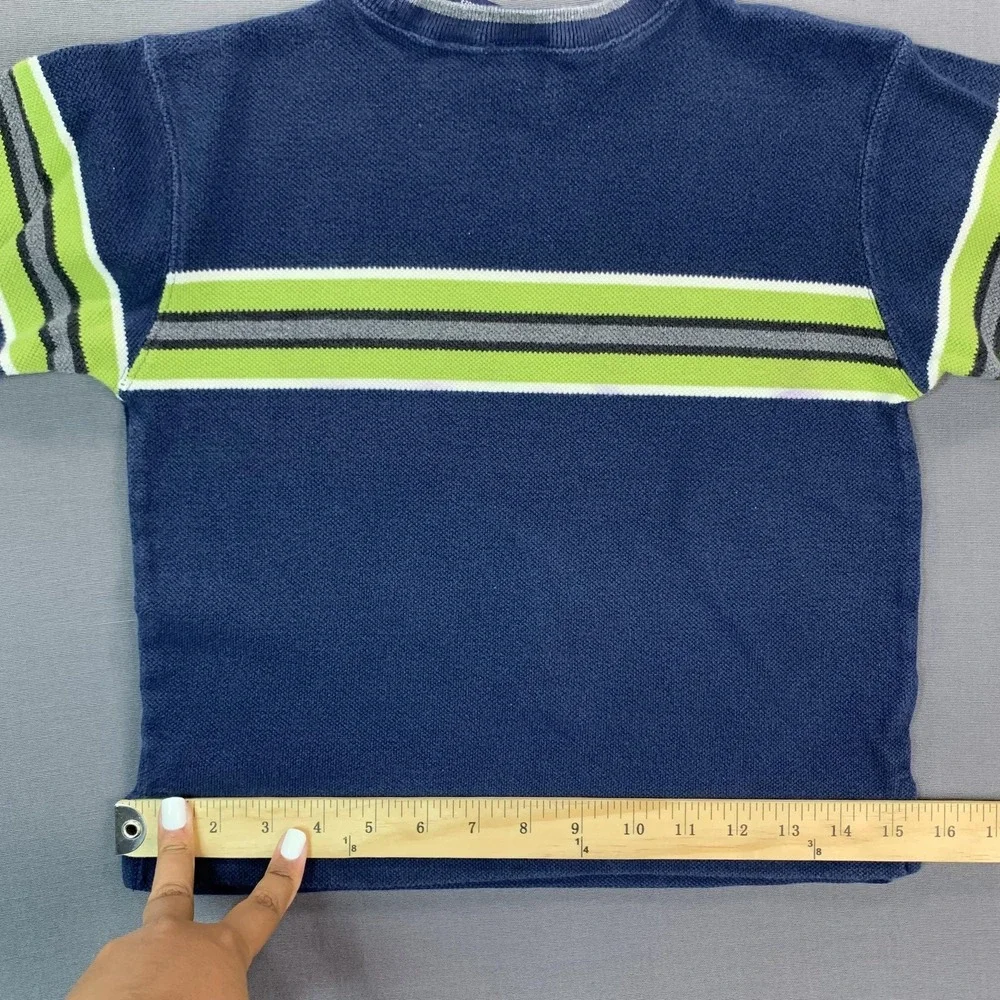 Gap Sweater Kids XS Blue Stripe Cotton Knit Crew Neck Long‎ SLV Pullover